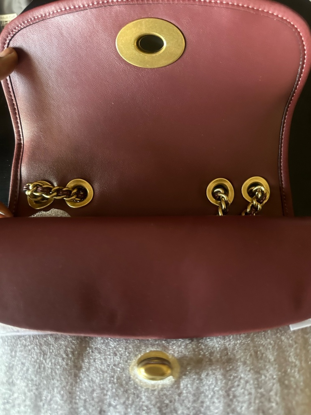 Coach quilted Madison Leather Shoulder Bag in Wine color. - Picture 11 of 12